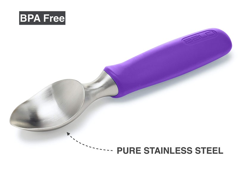 BALCI Ice Cream Scoop - Heavy Duty Stainless Steel Icecream Scooper With Non-Slip Rubber Grip - Professional Metal Ice-Cream Spade - Dishwasher Safe â€“ Purple - Image 4